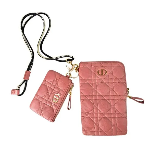 Christian Dior Cannage Caro Multifunctional Pouch Pink Leather Quilted Bag Small - Picture 5 of 12